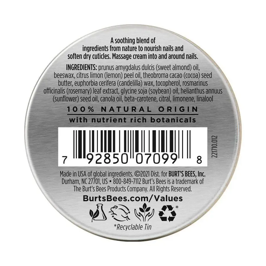 Burt's Bees Lemon Butter Cuticle Cream 0.6 oz. Tin
